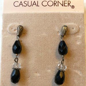 Casual Corner Silver and Black Bead Earrings